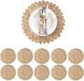 13.8" Set of 10 Corn Husk Woven Round Placemats by DaiVuCrafts by DaiVuCrafts