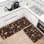 Boho Kitchen Mat Set of 2,Black Mushroom Modern Farmhouse Kitchen Rugs and Mats Non Skid Washable,Bohemia Runner Rugs with Rubber Backing for Kitchen Decor Accessories (17"x47"+17"x30") - Image 2