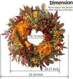 HipTree 24 Inch Fall Wreath for Front Door with Hydrangea&Velvet Pumpkin - Image 3