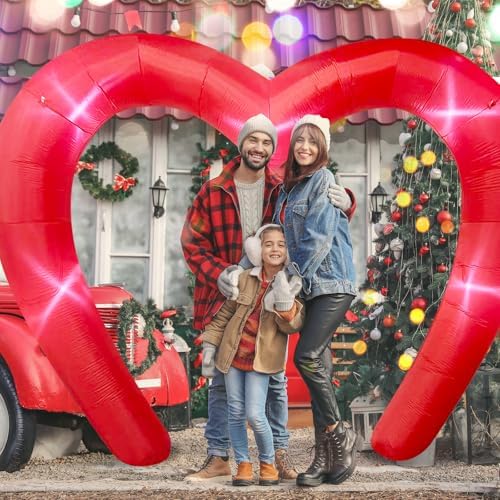9 * 4.5FT Red Valentine Inflatables Outdoor Decorations Heart Shaped Blow up Inflatable Archway with Build in LED for Indoor Outdoor Party Lawn Yard Garden Anniversary Wedding Decor - Image 6