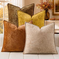 a moment Throw Pillow Covers 24X24 Inch 4 Packs,Soft Velvet Decorative Pillow Cases with 3D Ice Flower,Texture Modern Accent Cushion Covers for Sofa Couch Home Decor Maple Dusk by amoment
