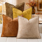 a moment Throw Pillow Covers 24X24 Inch 4 Packs,Soft Velvet Decorative Pillow Cases with 3D Ice Flower,Texture Modern Accent Cushion Covers for Sofa Couch Home Decor Maple Dusk by amoment