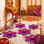 Dunzy 6 Pcs Diwali Rangoli Mat Varalakshmi Pooja Decoration, Purple Mandala - Image 2