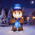 Thenshop 4 ft Hanukkah Inflatable Highland Cow Hold Dreidel LED Yard Decor by Thenshop