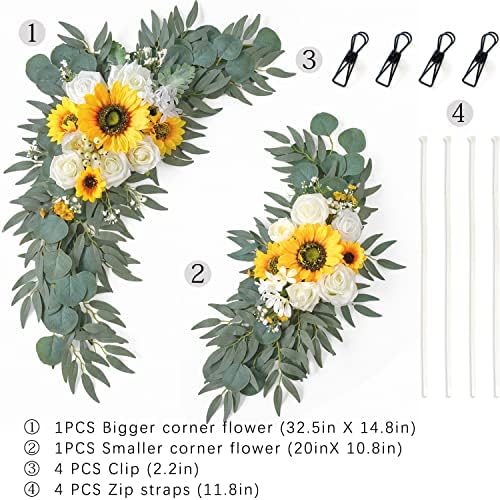 ponatia Artificial Sunflowers Wedding Arch Flowers Set of 2 - Image 4