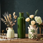 Ceramic Vases Set of 3,Green & Beige Farmhouse Vintage Rustic Vase by Unknown