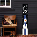 Let it snow Porch Board Snowman Welcome Sign for Front Door Porch Deck Patio or Wall - Indoor Outdoor Decorative Christmas Holiday Farmhouse Rustic Vertical Porch Decor - Image 4