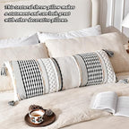 AmHoo Chenille Striped Textured Boho Throw Pillow Covers Aesthetic with Tassels Woven Decorative Pillow Case for Couch Bed Sofa Bedroom Modern Funky 14 x 36-Inch Black - Image 5