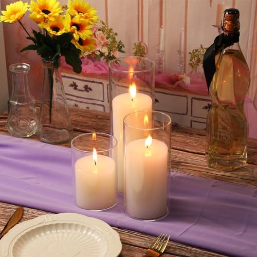 Shihanee 6set Pillar Candles and Vases, 3'' X 5.9", 7.9", 9.8", White - Image 6