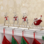 Reindeer Stocking Hangers and Sleigh Hooks for Fireplace, Alloy Hooks Hanger for Xmas (Set of 4 Red Reindeer Stocking Holders) - Image 4