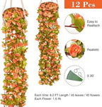 BLEUM CADE 12Pcs 16.4Ft Fake Flower Garland Artificial Rose Vines - Image 2