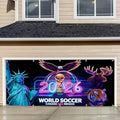 2026 World Soccer Cup Garage Door Banner Cover, 7x16ft Large Football Championship Backdrop, Canada USA Mexico Host Nations Outdoor Decoration, Heavy Duty Fabric Sports Wall Mural for Home Decor by THISFIND