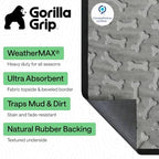 GORILLA GRIP WeatherMAX Door Mat, Indoor Outdoor, 47x35, Light Gray Bones - Image 2