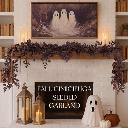 Fall Decorations for Home - 2 Pack 6 Ft Plum Cimicifuga Seeded Garlands by ORIENTALCHERRY