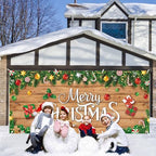 HunnmingRe 16 x 7ft Christmas Garage Door Cover, Wood Style - Image 3