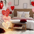 VIHOSE Valentine's Day Heart Lights 41 Inch H Pre-lit Lighted Heart Decor with 50 Warm White Lights Valentine's Day Conversation Candy Hearts Decoration for Indoor Outdoor Porch Garden Lawn(Classic) - Image 3