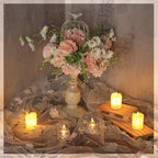 6 Pack Embroidery Floral Table Runner Rustic Spring Summer Wildflower Tulle Table Runner Vintage Flower Tabletop Runners for Home Kitchen Wedding Party Decoration, 108x24.5 Inch (Apricot Flowers) - Image 6