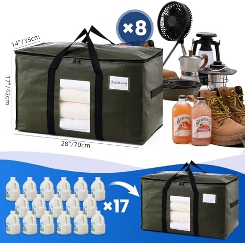 TAILI 8 Pack Green Extra Large Moving Bags,Storage Bag with Visible Window - Image 6