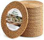 24 Pcs Round Woven Placemats - Yedoler 13 in Farmhouse Boho Straw Heat Resistant Outdoor Patio Rattan Wicker Table Mats, Natural Water Hyacinth Place Mats Coasters for Dining Table,Home,Wedding by Unknown