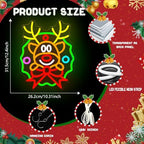 Christmas Neon Sign Wreath Elk Neon Sign for Wall Decor Deer Led Neon Christmas Lights Dimmable Reindeer Light Up Signs for Window Wall Art for Bedroom Festival Xmas Party Home Decoration Gift - Image 3