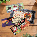 Evergreen Sassafras Fall Christmas Holiday Doormat Insert Bundle & Tray Set of 5, Interchangeable Entrance Door mats Indoor and Outdoor Welcome Mat 30 x 18 Tray Non Slip Backing Low Profile by EvergreenFlag