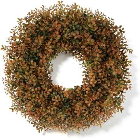 26 Inch Fall Wreath for Front Door, Artificial Boxwood Thanksgiving Decor by FLAGLY
