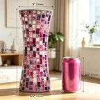 Mosaic Glass Vase, 11.8" Home Decor Flower Vase, Purple Red Vase, Handmade - Image 3