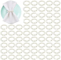 Uiifan 150 Pcs Pearl Napkin Rings for Wedding White Silver Beaded Holders by Uiifan