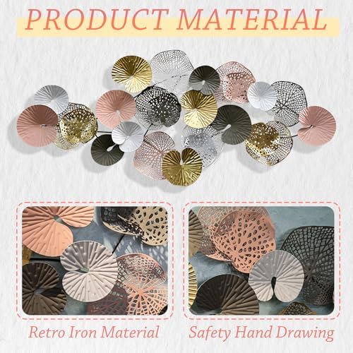 edaknez Large Metal Wall Art, 53 x 26 Inch Metal Lotus Wall Art Decor - Image 4