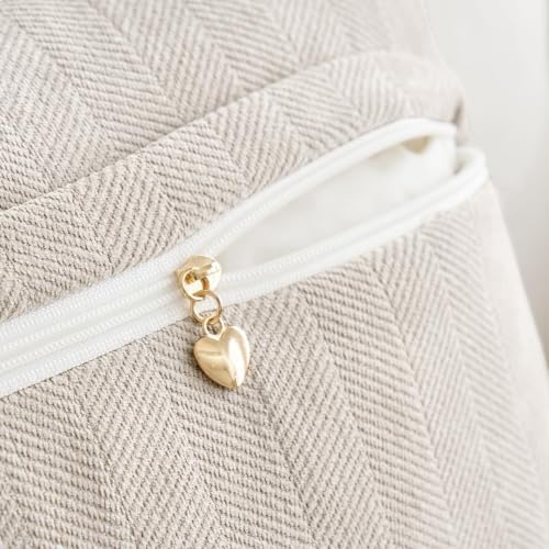 MIULEE Pack of 2 Cream Beige Euro Shams Chenille Pillow Covers 26x26 Inch - Image 5
