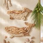 Threehoney 2 Pcs Whale Beach Wall Decor 2 Size Handmade Wicker Whale Nautical Theme Decor Hanging Ocean Coastal Wall Art Sculpture for Boho House Bathroom Bedroom Indoor Outdoor Ornament by Threehoney