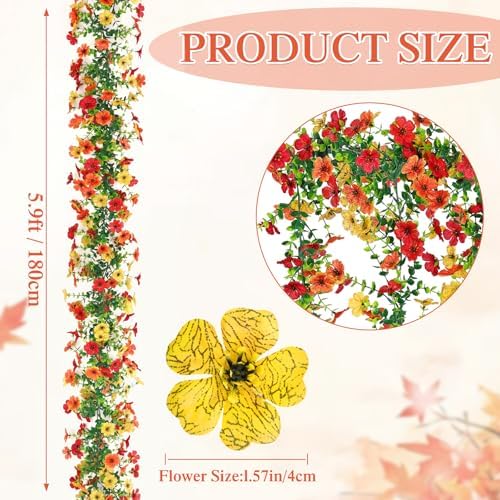 Fall Artificial Flower Garland 4 Pack Wildflower Floral Garland - Image 3