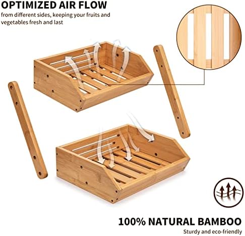 Bamboo Tiered Fruit & Vegetable Storage Bowl Stand for Kitchen Countertop - Produce Basket for Potato, Onion, Bread, Snack Storage - Image 5