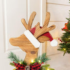 Glitzhome 25.75"H Lighted Christmas Reindeer Porch Sign,Chunky Wood Reindeer Porch Decor with Timer,Merry Christmas Welcome Sign for Holiday Party Indoor Outdoor Xmas Decorations - Image 7