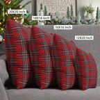 4TH Emotion Set of 2 Christmas Scottish Tartan Plaid Throw Pillow Covers Cushion Case Polyester for Farmhouse Home Decor Red and Green, 20 x 20 Inches - Image 5