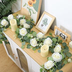 TOCHGREEN 4PCS Artificial Eucalyptus Flower Garland with White Rose Flowers - Image 6