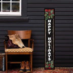 Happy Holiday Sign for Front Door Porch Deck Patio or Wall - Indoor Outdoor Decorative Christmas Holiday Farmhouse Rustic Vertical Porch Decor - Image 3
