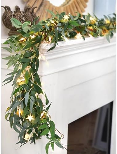 Enchanting Decor: Pair of Flexible Rustic Willow Garlands Adorned with 33 Feet Starry String Lights (USB Operated) by FiveSeasonStuff Floral - Image 5