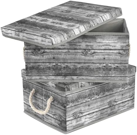 Sorbus Decorative Storage Boxes with Lids, Foldable Organizer (Gray) by Sorbus