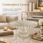 Gold Large Decorative Bowl 12'' Hand-painted Ruffle Decorative Bowl Glass Fruit Bowls Crystal Key Bowls Modern for Counter Home Decoration Table Centerpiece Kitchen Dining Room (Pedestal) - Image 5