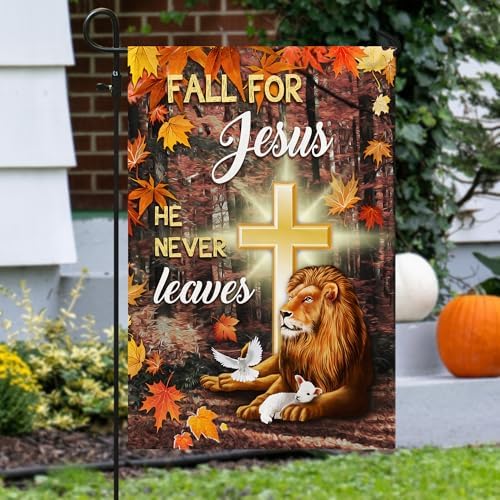 FLAGWIX Christian Fall Garden Flag - Lion of Judah Garden Flags for Outside 11.5" x 17.5" - Christian Gifts for Women Faith, Fall Decorations for Home, Thanksgiving Decorations for Home Decor by FLAGWIXLLC