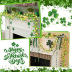 Zeyune 6 ft St. Patrick's Day Garland with Lights Green Shamrock String Lights Artificial St. Patrick's Day Clover Wreath Decorations for Home Mantel Table Wall Irish Party Decor - Image 4