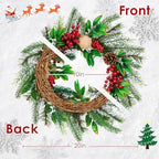 Christmas Wreaths for Front Door Decor Flower, 20" Xmas Berries - Image 2