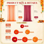 Indian Pooja Backdrop Decoration Set, Diwali Backdrop 4 Orange Red Tulle Drapes and 12 Paper Flowers, Mehndi Home Decorations for Varalakshmi, Haldi, Puja, Festival Decor - Image 4