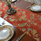 Extra Luxury Velvet Red Table Runner 120 Inches Long with Vintage Damask Jacquard Design for Dining Room,Living Room,Home Decor,Elegant Beaded Tapestry (X-Red, 13×120 inch) - Image 4