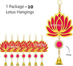 Divyakosh Fabric & Beads Lotus Hangings for Decoration,Pack of 10,Color,Pink,Door/Wall Decor,Mandir Pooja Room,Temple Decor,Export Quality,Wedding Backdrop Decorative Items,Size,9 Inch - Image 3