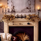 Hoteam 5 ft Halloween Garland with Skulls, Gothic Golden Fireplace Swag by Hoteam