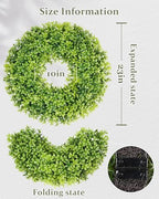DDHS 23" Boxwood Wreaths Front Door, Artificial Spring Summer Wreath with Sash and Foldable, Green Year Round Indoor Outdoor for Farmhouse Fireplaces and Porches DIY St Patricks Day Decorations - Image 2