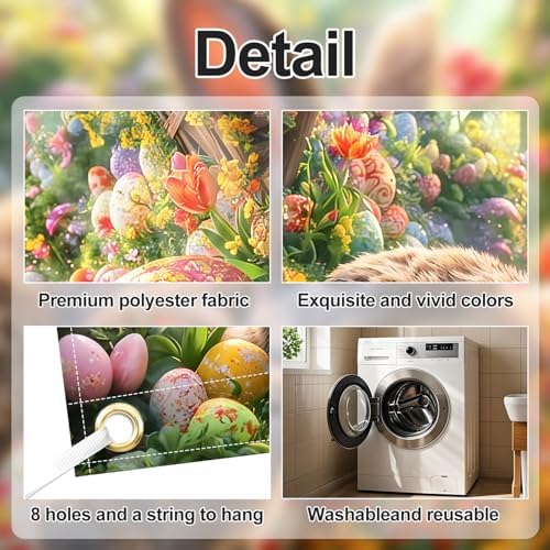 6x13 FT Easter Bunny Garage Door Banner - Colorful Egg Floral Backdrop, Large Indoor Garage Door Cover,Holiday Decoration for Home,Yard,Party - Image 3