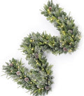 Christmas Garland Pre-lit 9 Ft with 50 Led Lights, Battery Operated Fireplace Stairs Mantle Door Indoor Outdoor, Decorated Pine Cone and Snow Style by AmerzestXmastree
